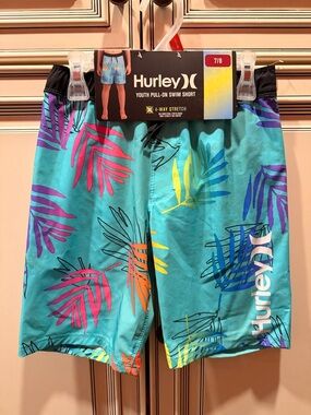 Hurley Aurora Green Tropical Youth Swim Shorts
